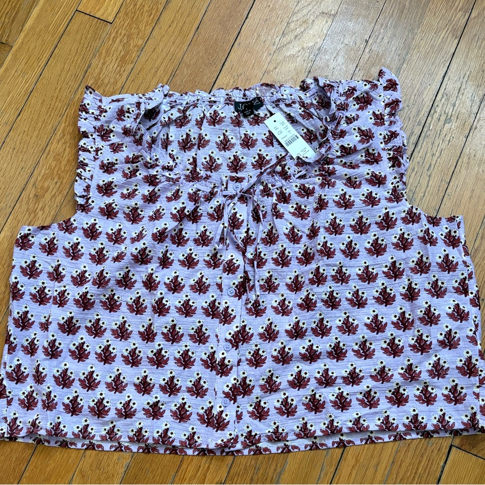 J. Crew Purple and Red Floral Blouse - Picture 2 of 4
